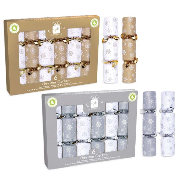 GIFTMAKER CHRISTMAS CRACKERS PACK OF 6 - GOLD & SILVER