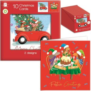 GIFTMAKER CHRISTMAS FESTIVE GREETINGS CARDS PACK OF 10