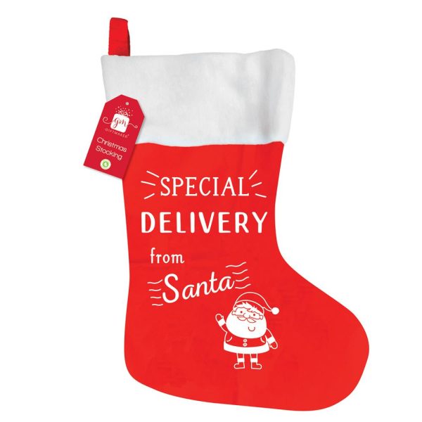 GIFTMAKER CHRISTMAS TRADITIONAL RED & WHITE STOCKING SPECIAL DELIVERY FROM SANTA