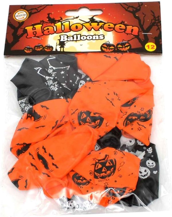 HALLOWEEN SCARY SPOOKY LATEX BALLOONS PACK OF 12