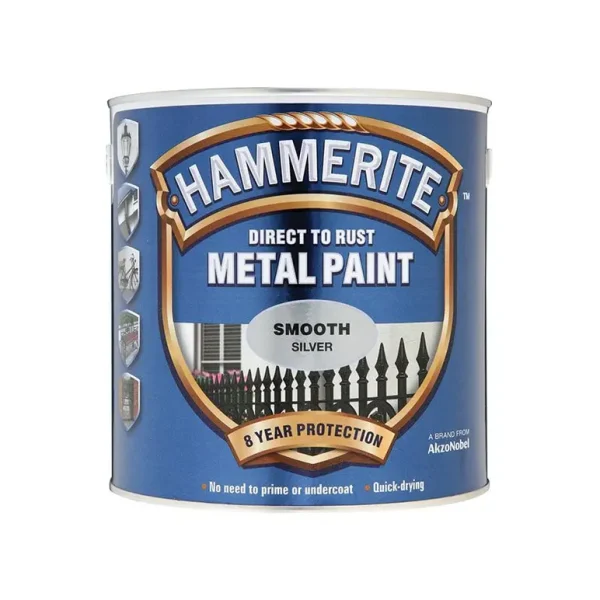 HAMMERITE SMOOTH SILVER METAL PAINT 2.5LTR