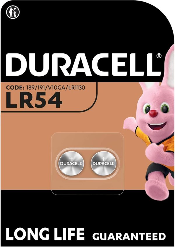 DURACELL LR54 1.5V BUTTON CELL BATTERY PACK OF 2