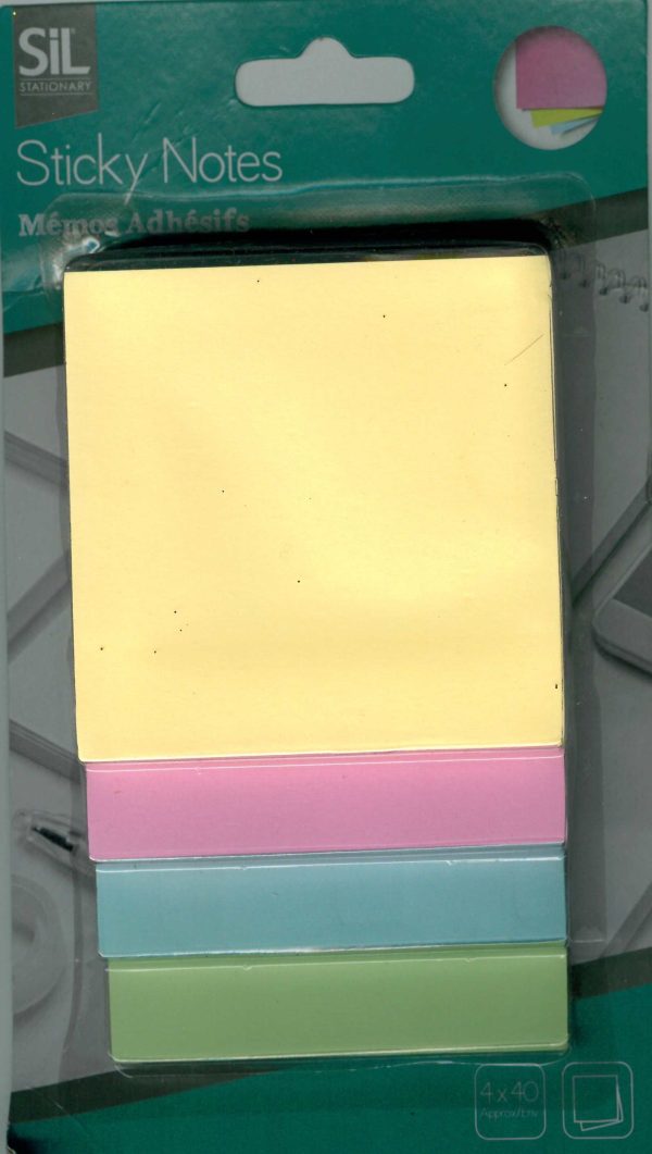 SIL STICKY MEMO NOTES PACK OF 4