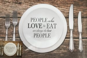 24 SHEETS SLOGAN PAPER PLACEMATS 'PEOPLE WHO LOVE TO EAT ARE ALWAYS THE BEST PEOPLE'