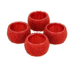 4 RED NAPKINS RING