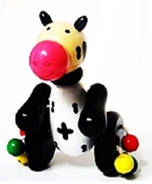 COW DESIGN WITH WHITE AND BLACK STICK WOODEN CHILD WALKER WALKING TOYS 53CM