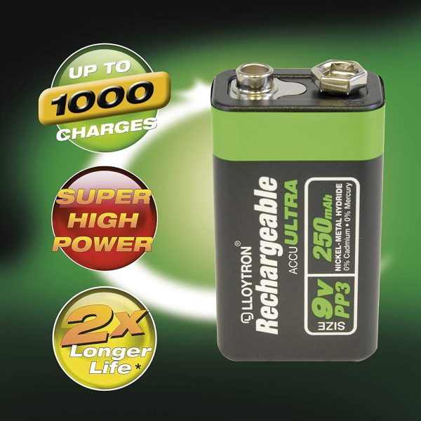 LLOYTRON 9V PP3 RECHARGEABLE BATTERY 250 MAH