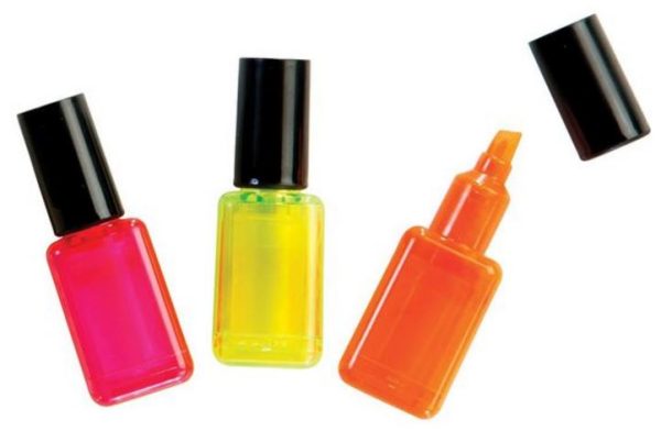 PACK OF 3 NOVELTY NAIL VARNISH HIGHLIGHTERS PENS