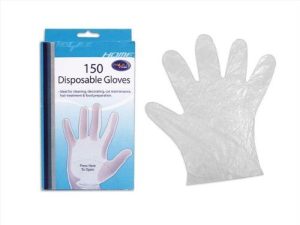 BOX OF 150 THIN DISPOSABLE GLOVES - IDEAL FOR CLEANING/FOOD PREP/HAIR COLOUR
