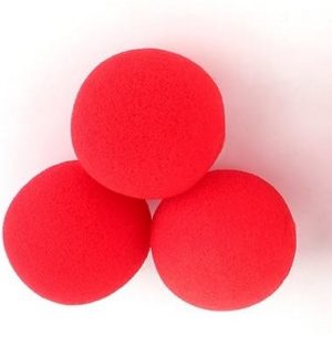 RED CLOWN NOSE / SPONGE BALL PACK OF 3