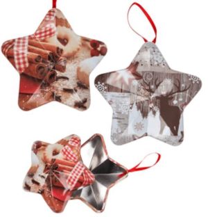 PACK OF 2 CHRISTMAS TIN BOX IN STAR SHAPE (CINNAMON REEINDER)