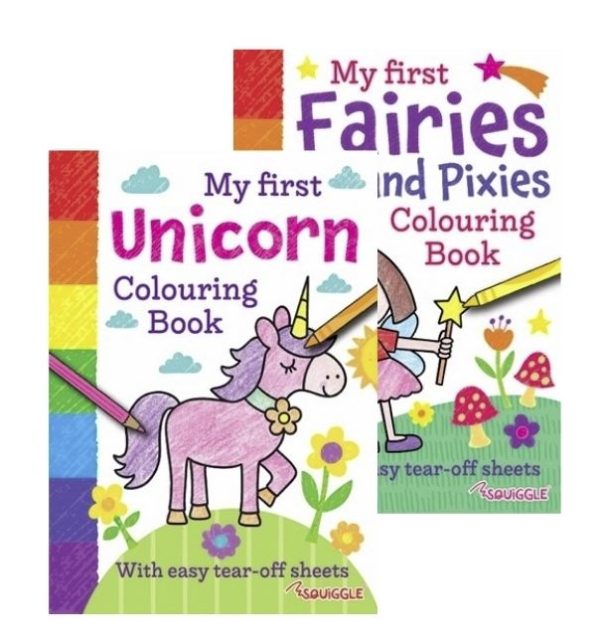 SQUIGGLE MY FIRST UNICORN & FAIRIES COLOURING BOOKS 24CM X17CM