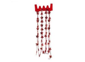 STAR BEAD CHAIN GARLAND 2.7M RED IDEAL FOR TREE ROOM DECORATIONS ( 54126)