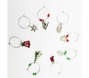8 CHRISTMAS XMAS WINE GLASS CHARMS RING MARKER