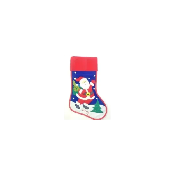 FESTIVE CHRISTMAS FELT STITCHED STOCKING CUTE SANTA DESIGN DECORATION