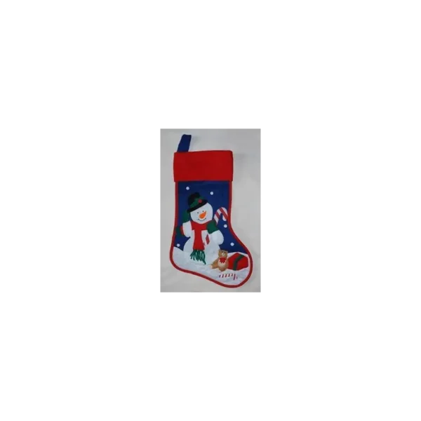 FESTIVE CHRISTMAS FELT STITCHED STOCKING CUTE SNOWMAN DESIGN DECORATION