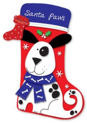 DOG `SANTA PAWS` PET CHRISTMAS STOCKING