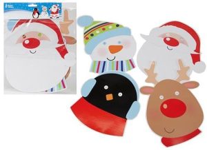 KIDS CHILDRENS CUTE FANCY CHRISTMAS / XMAS CHARACTER PARTY MASK PACK OF 4