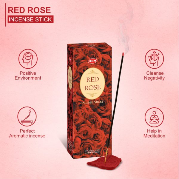 PACK OF 6 VRIYA RED ROSE INCENSE STICKS PACK OF 20