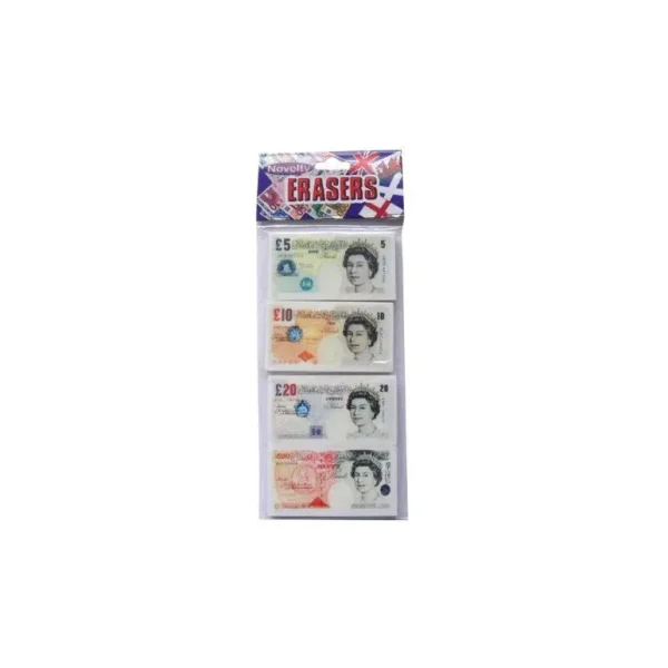 PACK OF 24 NOVELTY CURRENCY ERASERS UK NOTES