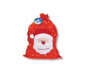 DELUXE FELT GIANT SANTA SACK 73CM X 51CM WITH STITCHED SANTA SAHO