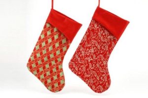 FANCY CHRISTMAS / XMAS GLITTER STOCKING PACK OF 2 ( I.E SANTA SACK IDEAL PRE- CHRISTMAS GIFT)