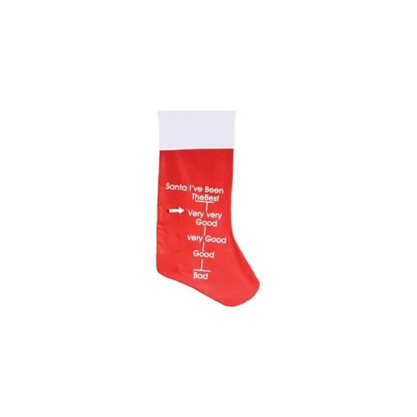 RED WHITE STOCKING WITH ADJUSTABLE MESSAGE SANTA SACK