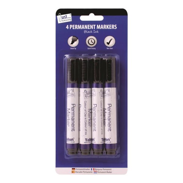 TALLON PERMANENT MARKERS CHISEL TIP - PACK OF 4 1156