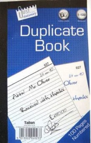 JUST STATIONERY 100 PAGE DUPLICATE BOOK