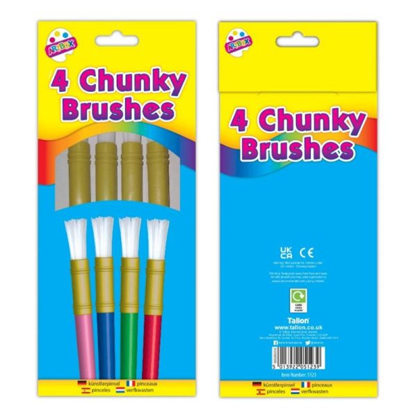 TALLON CHUNKY PLASTIC HANDLE BRUSHES - PACK OF 4