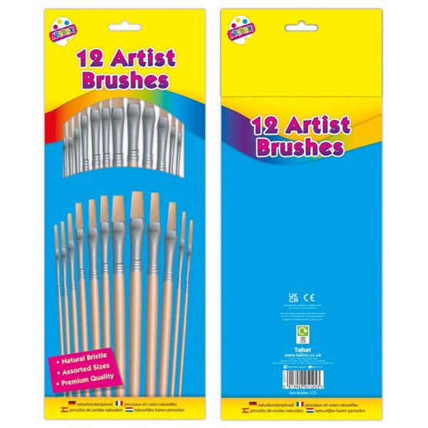 TALLON ARTIST NATURAL BRISTLE BRUSHES - PACK OF 12