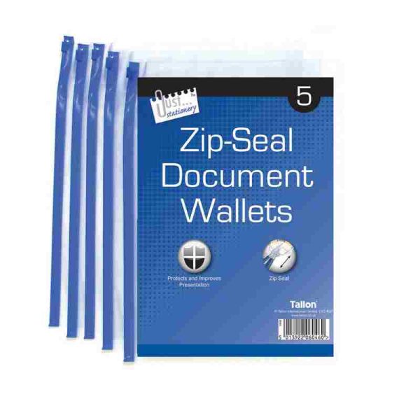 TALLON ZIP DOCUMENT WALLET - A5 - PACK OF 5