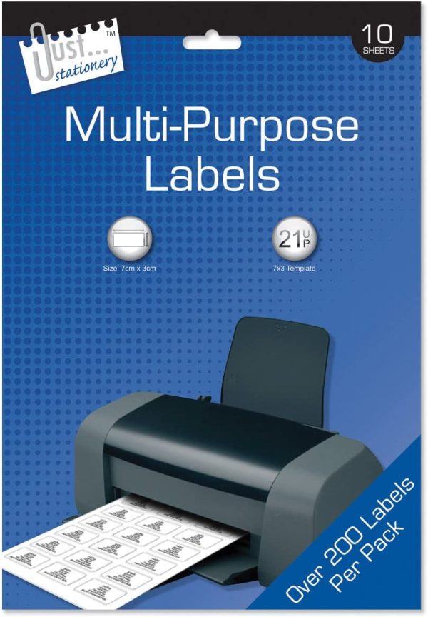 JUST STATIONERY 21 MULTI PURPOSE LABELS / ADDRESS STICKERS PACK OF 10