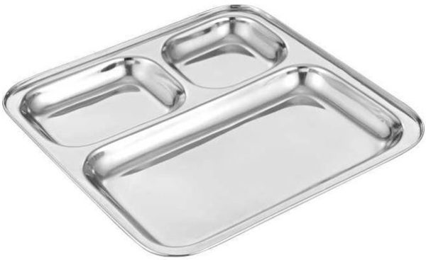 STAINLESSS STEEL 3 COMPARTMENT PLATE / PAV BHAJI TRAY