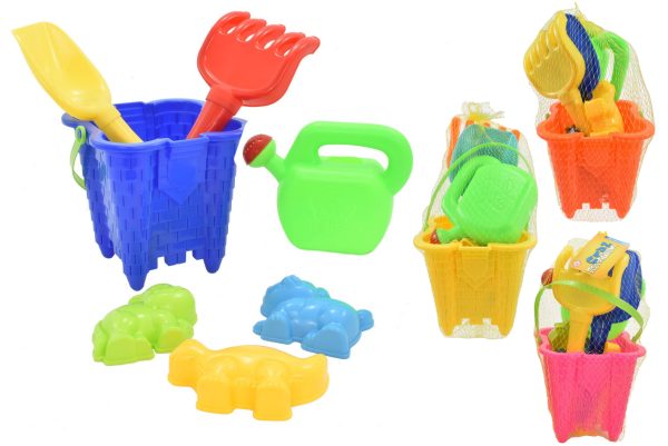 ASSORTED SQUARE CASTLE BEACH BUCKET SET 7PCS