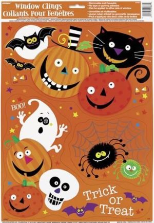 HALLOWEEN LITTLE MONSTERS SPOOKY SMILES WINDOW CLING STICKERS 4 X 17