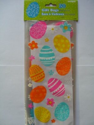 PACK OF 20 SPRING EGGS (EASTER) CELLO BAGS (CELLOPHANE/PARTY/LOOT)