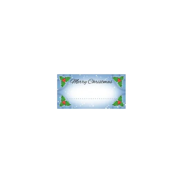 LIGHT BLUE CHRISTMAS PLACE CARDS HOLLY LEAF BERRIES