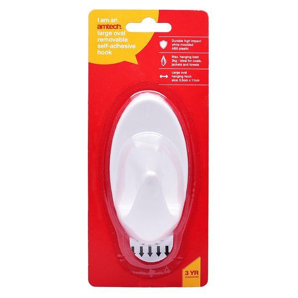 SECURIT S6468 OVAL REMOVABLE HOOK WHITE 23X35MM