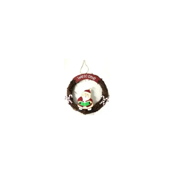 CHRISTMAS WREATH WICKER SANTA DESIGN FOR HANGING DECORATION