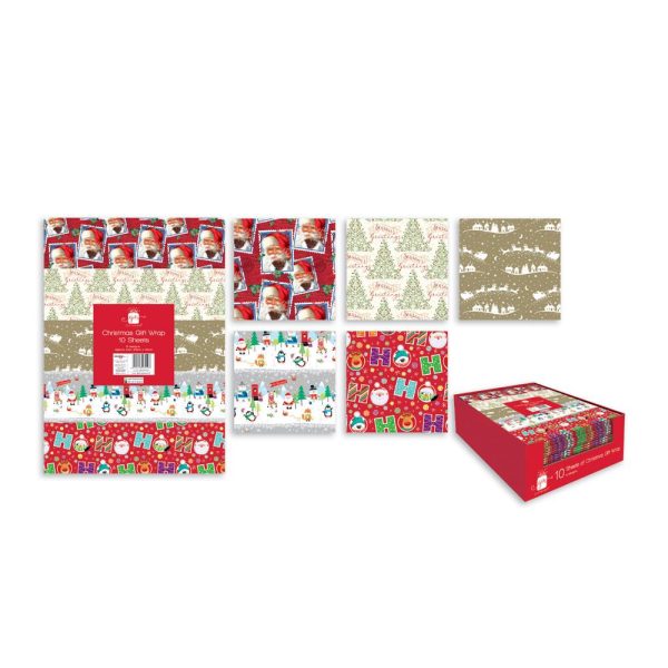 GIFTMAKER CHRISTMAS GIFT WRAP 50CM X 50CM 10/SHEETS