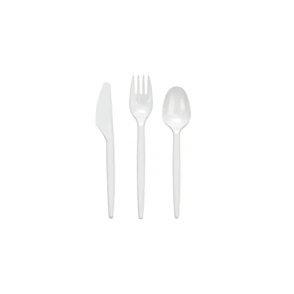 100 WHITE DISPOSABLE PLASTIC STRONG FORK