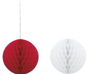 RED AND WHITE 10CM PAPER BALL