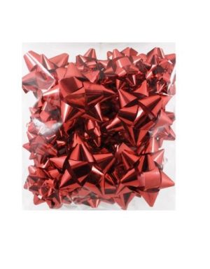 20 ASSORTED SIZE RED METALLIC BOWS
