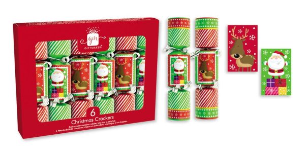 6 CHRISTMAS CRACKERS CUTE FUN 6 INCH