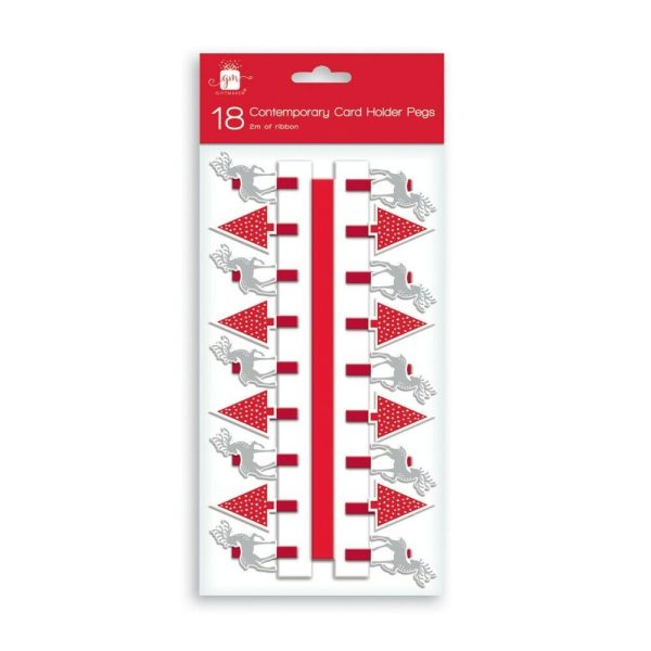 GIFTMAKER CHRISTMAS CONTEMPORARY PEG CARD HOLDERS PACK OF 18