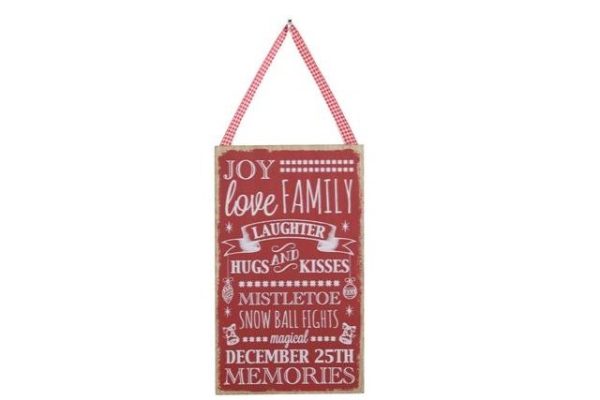 CHRISTMAS JOY PHRASES PLAQUE 25CM X 15CM