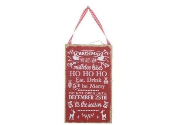 CHRISTMAS WISHES PHRASES PLAQUE 30CM X 20CM