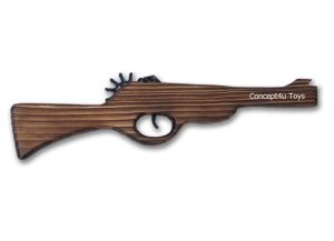 TRADITIONAL RUBBER BAND WOODEN PISTOL GUN 37CM