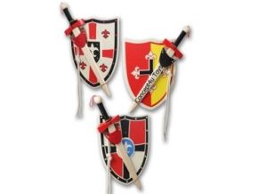 TRADITIONAL WOODEN SHIELD SWORD SWORD HANGER